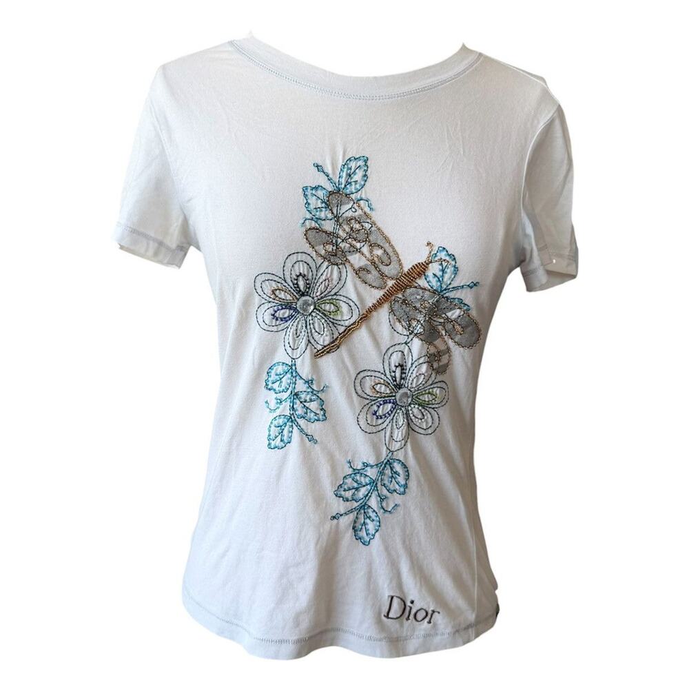 Christian Dior SS05 Galliano Floral Dragonfly Beaded T-Shirt